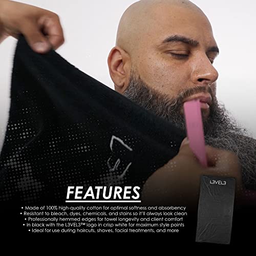 Level 3 Premium Shaving Towel - Soft, Light and Absorbent - Ideal for Haircuts and Shaves, Black image 5