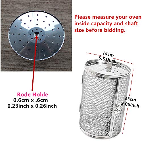 Falytemow Stainless Steel Rotisserie Grill Roaster Drum Oven Basket Oven Roast Baking Rotary for Peanut Dried Nut Coffee Beans BBQ 5.51 x 9.04 inch (14x23cm) - Thumbnail 3