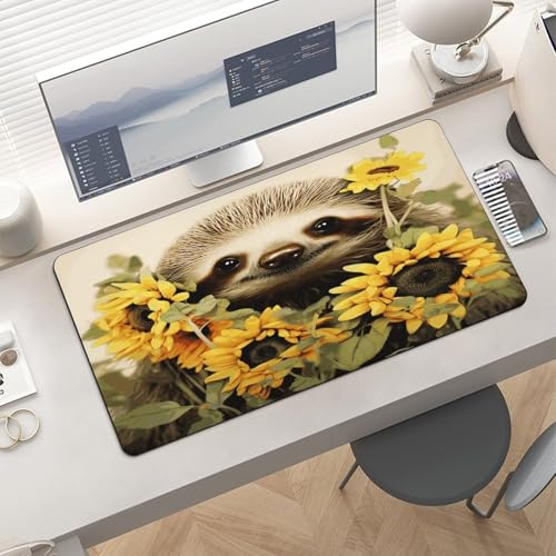 Sloth Sunflower Desk Pad Rubber Base 30x60 cm miniatura 6