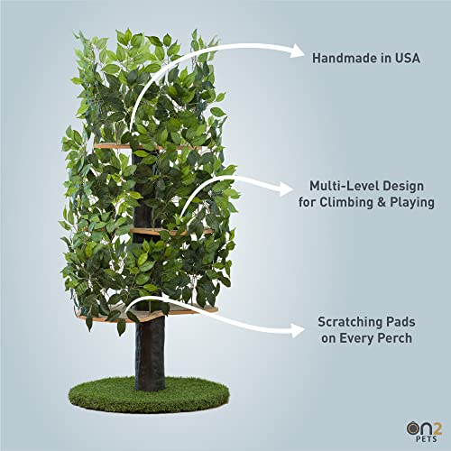 On2 Pets Cat Tree With Leaves Made In Usa, Cat House & Cat Activity Tree, Multi-Level Cat Condo For Indoor Cats #TOP3