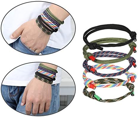 Yumi V Mens Bracelets Nautical Braided Bracelet, 5Pcs Charm Paracord Bracelet Handmade Navy Anchor Rope String Bracelet Woven Wristbands Surfer Bracelet Adjustable Unisex