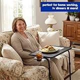 Harbour Housewares Height Adjustable Folding Laptop Table - Black - 1x Small Foldable Collapsible Foldaway Home Office Computer Desk with Plastic Work Top and Metal Frame and Cupholder - Image 6