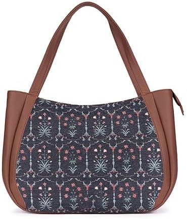 Women’s Jute & Vegan Leather Tote Bag – Handcrafted Shoulder Handbag, Spacious Carryall Work Bag for Office, Travel & Daily Use