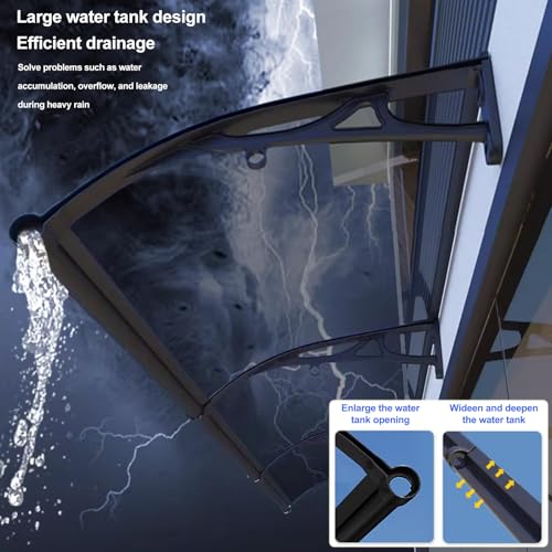 Auvent de porte 120x320cm marquise de protection extérieure polycarbonate - 3