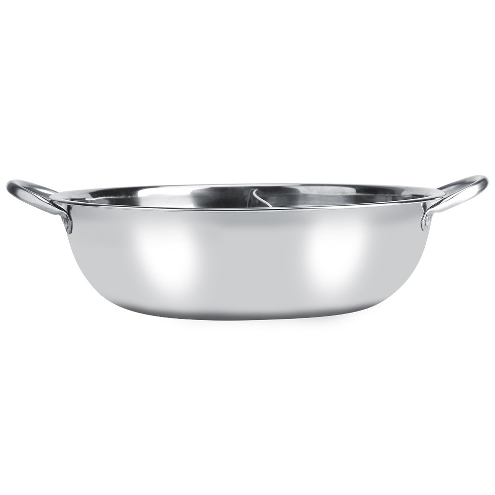 Asixx Fondue Chinoise, Hot Pot à Deux Saveurs en Acier Inoxydable Cuisinière à Induction, Four à Gaz, Four Électrique Plaque Vitrocéramique, etc(31cm)