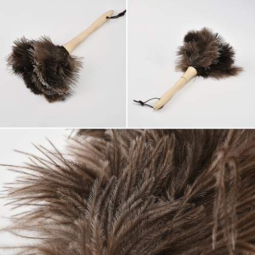 Image of Ostrich Feather Duster 11.02 inch Premium Feather Duster with Wooden Handle Delicate Surfaces Cleaning Supplies for Car Home Office