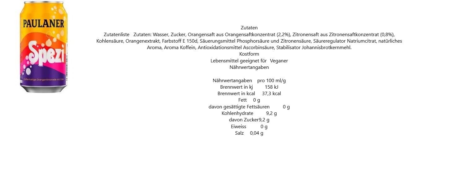 24 Dosen a 0,33L Paulaner Mix Dosen 4 Sorten (Orange,Zitrone,Cola,Spezi) EINWEG + Space Riegel von Onlineshop Bormann