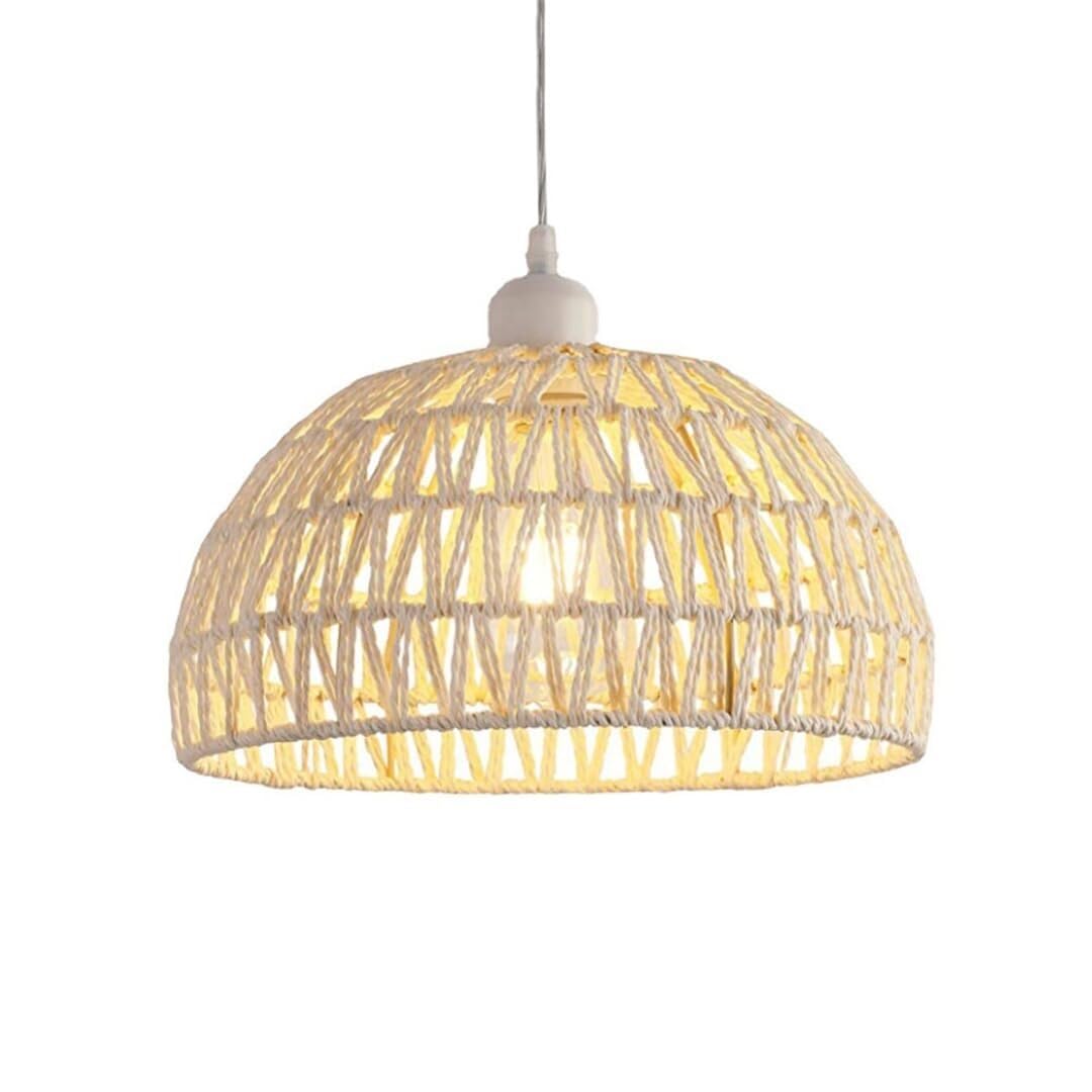 TONFON White Hemp Rope Lamp Shade Chandelier Hand-Woven Hanging Lamp