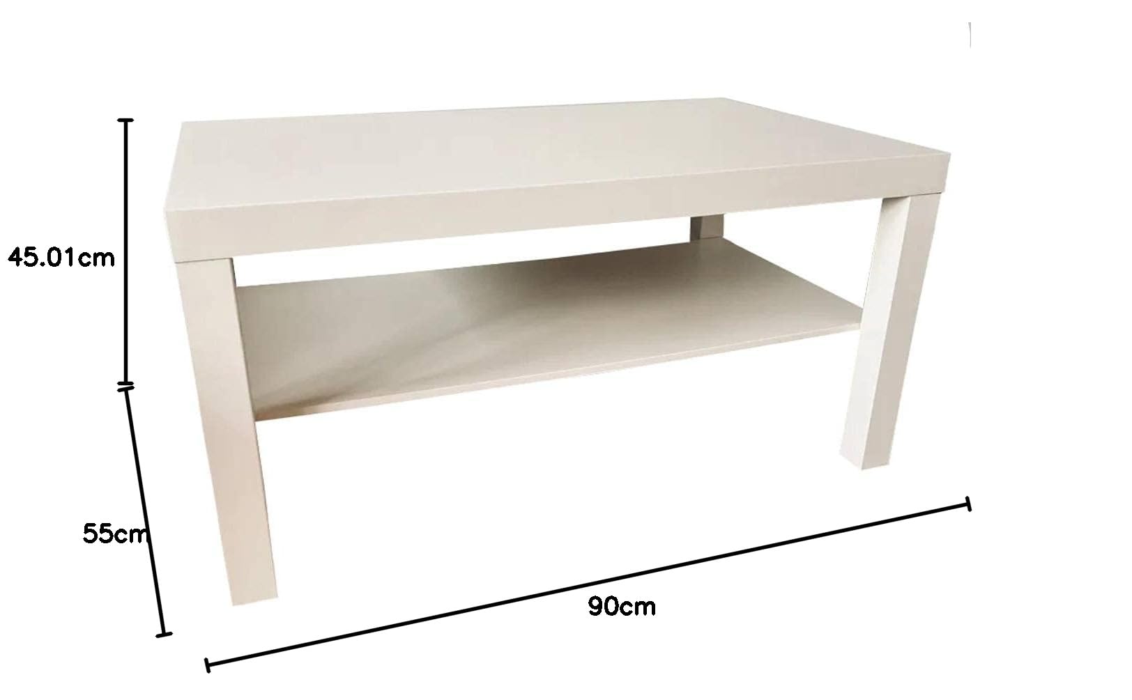IKEA Couchtisch Lack Sofatisch Beistelltisch in 90x55x45cm - mit Zwischenablage - weiß