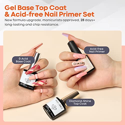 Modelones Gel Top Coat and Base Coat with Nail Primer Set, 3Pcs No Wipe Base and top coat Gel Nail Polish Nail Bond Primer, 10ml New Upgraded Formula Long-Lasting Gel Nail kit - Image 3