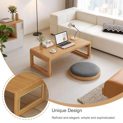 Table basse pliable stable en bambou avec pieds rétractables gain de place - 5