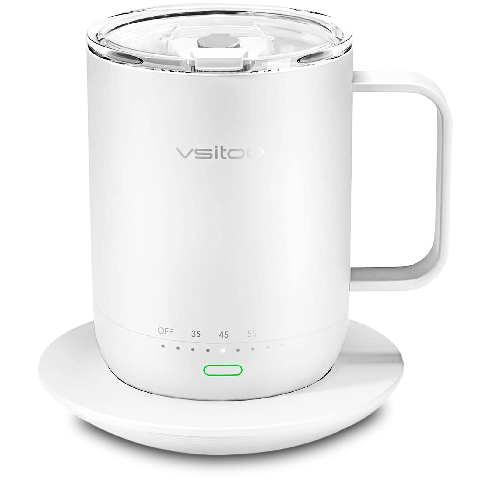 vsitoo Smart Coffee Warmer & Mug Set, Coffee Mug Warmer, Temperature Control Smart Mug 2, 14 oz, App Controlled Heated Coffee Mug for Desk Home Office with Auto Shut Off, Coffee Gifts (White)