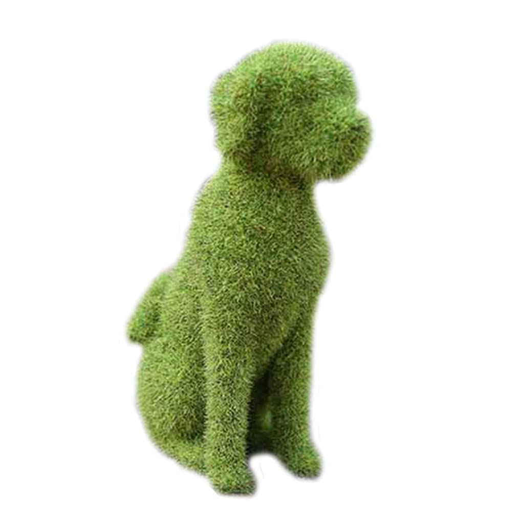 Oxxggkao Courtyard Cute Dog Statues Grass Green Simulation Flocking Puppy Ornaments Moss Figurines Garden Decor Green Flocking Puppy