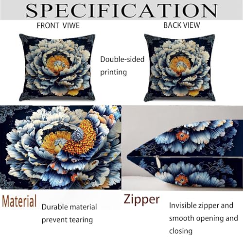 Housse de coussin 70x70cm bleu en velours imperméable pour canapé et balcon A-652