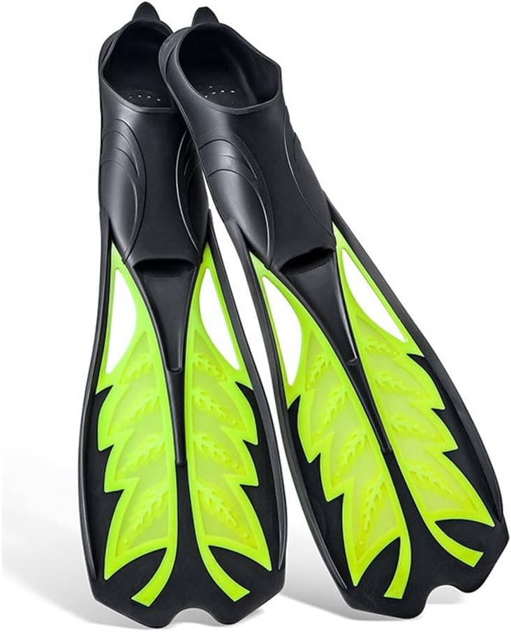 Adult Flexible Comfort Diving Fins Professional Free Diving Long Fins Rubber Non-Slip Swimming Flippers Snorkeling Equipment (Color : Red Size : S code) (Green M code)