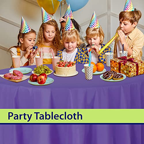 Image of Party Dimensions Purple Disposable Plastic Tablecloth for Round Tables (36 Pack) Table Cloths for Parties, Events & Weddings, Indoors & Outdoors, 84 inches, Plastic Table Cover