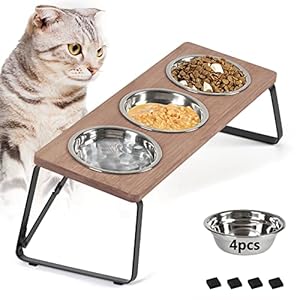 handrong Foldable Cat Bowl Raised Cat Bowl Cat Food and Water Bowl Set Elevated Cat Dog Bowl Stand 3 Bowls Cat Dog Feeder Pet Bowl for Cat and Small Dog