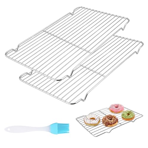2 Pcs Grille de Refroidissement, 30 x 20 cm Grille pour Refroidir Pâtisserie en Acier Inoxydable, Grille de Cuisson pour Gâteaux, Pain, Rôtissage, Grillage ou...