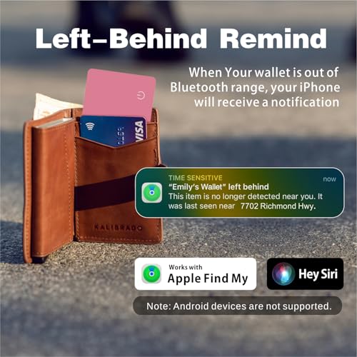 Image of Reyke Wallet Tracker Card, Rechargeable Thin Wallet Finder, Works with Apple Find My (iOS Only), Bluetooth Tracker for Wallet, Luggage Tags, Passports, Laptop, IP68 Waterproof, Pink