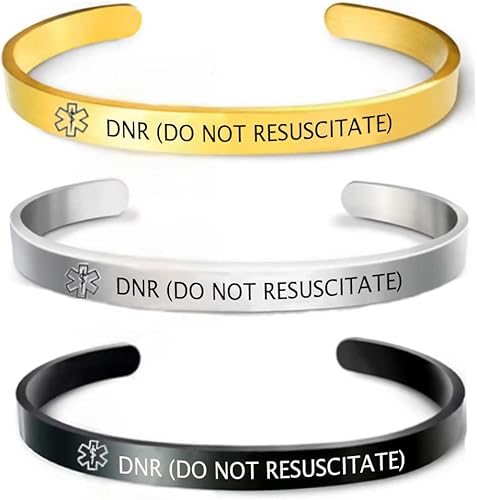 RENYILIN 3 pulseras de acero inoxidable para identificación de alerta médica de emergencia, primeros auxilios