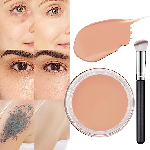 Kaely Pot Concealer Full Coverage Set,under Eye Brightener Concealer for Conceals Dark Circles,Waterproof Foundation Face Makeup Brush Kit,Color Correcting Concealer,Eye Ring corrector de ojeras 03