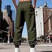 Men's Baggy Fleece Workout Sweatpants with Pockets Drawstring Lounge Athletic Running Pants Striped Fashion Joggers Army Green-XXL