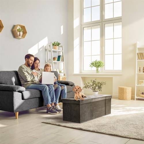 Sorbus Collapsible Storage Ottoman Bench (Black, Large (15” x 43” x 15”)) - image 4