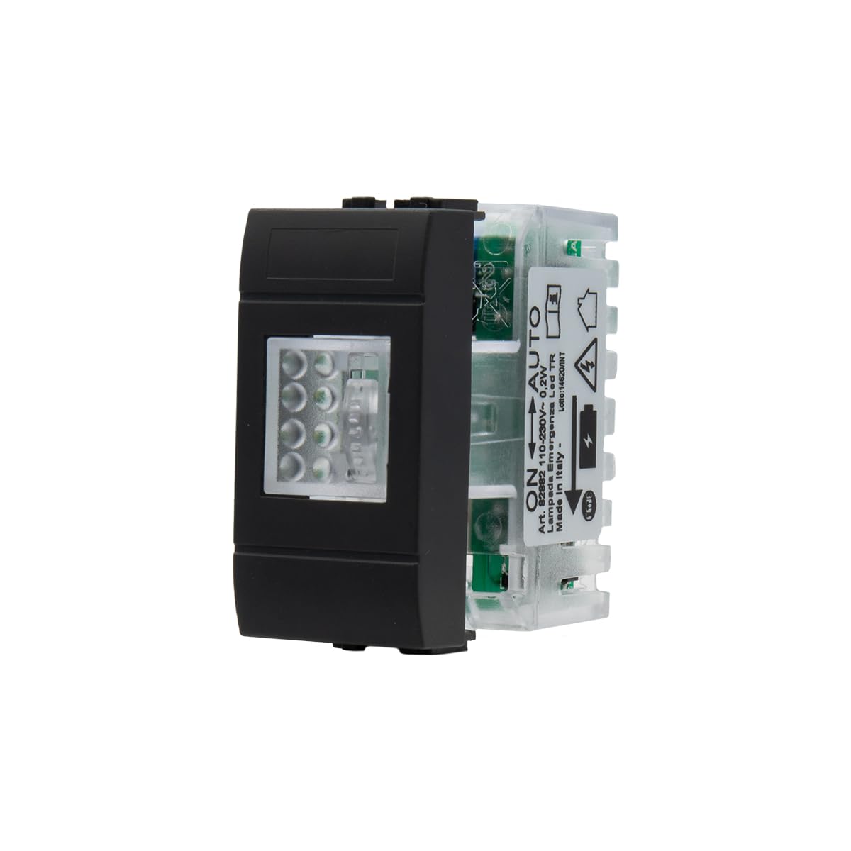 FANTON 82882-32 Lampada LED di emergenza da incasso con funzionamento SE/SA 1 modulo con aggancio KEYSTONE e batteria sostituibile - supporti BTICINO LIVING LIGHT/INTERNATIONAL