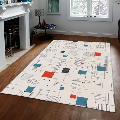 Tapis de sol salon géométrique au design de lignes abstraites chic - 3