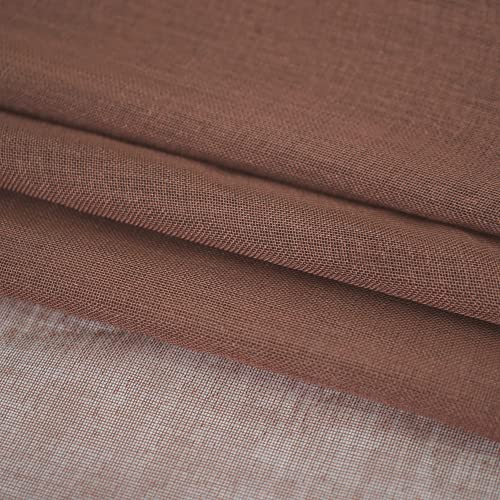 Cantonnière marron voilage texturé lin de qualité supérieure pour décoration de chambre