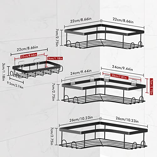 Eachpai Corner Shower Caddy With Hooks And Soap Dish, Adhesive No Drilling Shower Organizer For Bathroom Storage, Rustproof Bathroom Shelves, Kitchen Storage Rack 4 Pack #TOP6