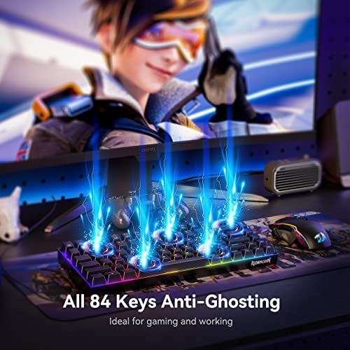 Image of Redragon Gaming Keyboard, Hotswap Mechanical Gaming Keyboard with Red Switches,Fully Programmable Wired Keyboard with Anti-Ghosting 84 Keys for Windows PC Laptop Mac,K629 RGB, Black