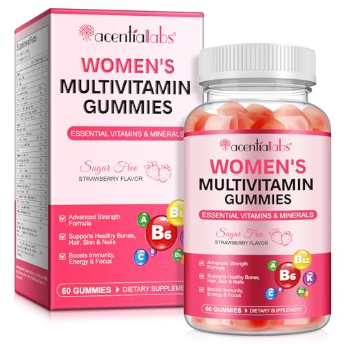 Multivitamin for Women, Boosts Healthy Bones Hair Skin and Nails, Boosts Immunity Energy, Womens Multivitamin Gummy 60p, Strawberry Flavor