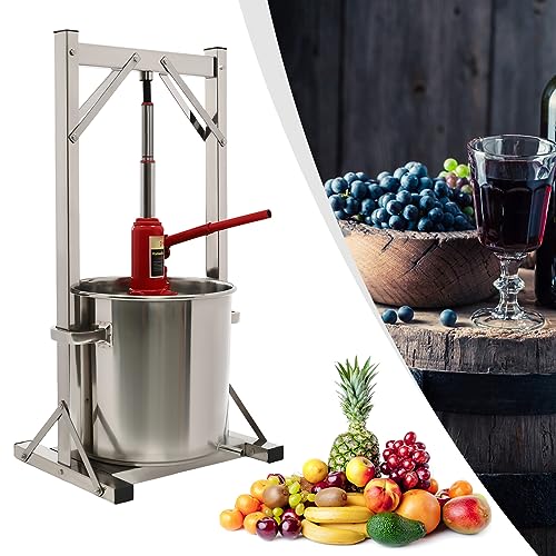 Fruit Press, Apple Cider Press Manual Juice Press, 22L/5.8Gal Stainless Steel Honey Press, Wine Press for Cider Cheese Herb Vegetables, Grape Wine Making Supplies & Equipment
