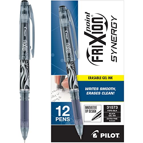 Pilot FriXion Point Synergy Bolígrafo de tinta gel negra, 12 unidades