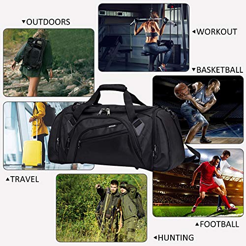 SIYUAN Medium Gym Bag for Men, Sports Duffel, Storage Bag Shopping Bag Shoe Compartment with Adjustable Strap 45L 17 Inches Length,RoyalBlue,Medium