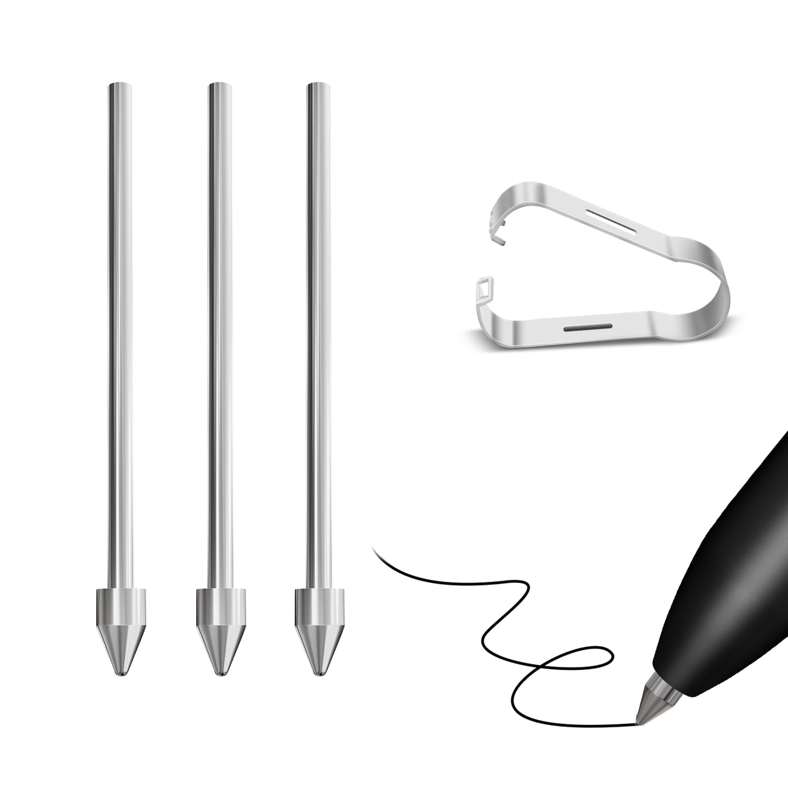 Titanium Alloy Fine Point Replacement Nibs Compatible with Samsung Galaxy Tab S10/S9/S8/S7/S6,Note 20/10, S22/S23/S24/S25 Ultra S Pen, for EMR Pen/Kindle Scribe Pen, 3 Pcs