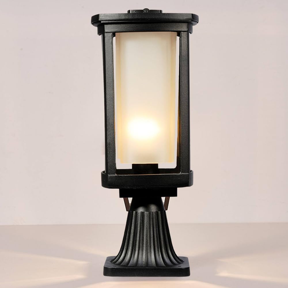 HCIPJQY Vintage Outdoor Pillar Light in American Style Waterproof Post Lamp with Frosted Glass for Patio Decor Fits Posts Classical Garden Lantern Aluminum Lamp Post Light Fixture