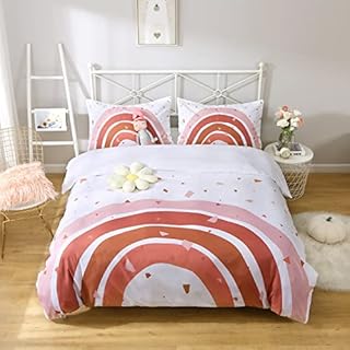 HLWDXno1 Rainbow Duvet Cover Single Girls Candy Stripes Bedding Sets With 2 Pillow Case Ultra Soft Brushed Microfibe Kids Bedding Single Bed Set Quilt Cover Zipper Closure, Whtie, 140 * 200cm