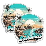Bahamas Magnet 4 Inch 2-Pack Caribbean Beach – Strong Vinyl Decorative Travel Magnets for Fridge Locker Kitchen Office – Cute Fun Aesthetic Cool Durable & Long-Lasting Souvenir ID44999