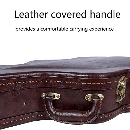 Image of Crossrock Case - Hard-Shell Wooden Guitar Case - Fits OM /Martin 000-14 Fret Acoustic Guitars - Stainless Steel Latches, Sponge Lining, Metal Feet, Storage Space - Brown