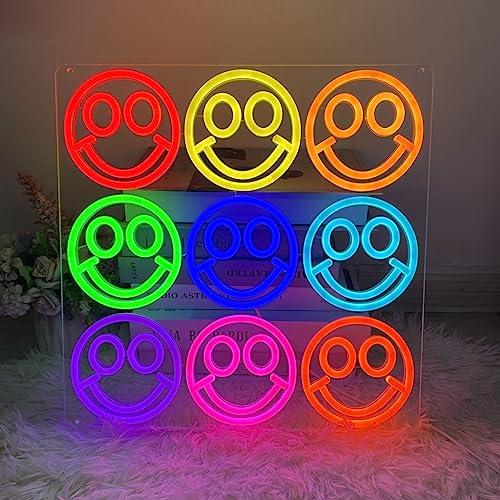 Bowtus Custom Smiley Face Neon Sign Wall Light For Home Room Bar Club Shop Party Wedding Art Decor Anime Cartoon Smile Led Night Light, Multi-Color #TOP3