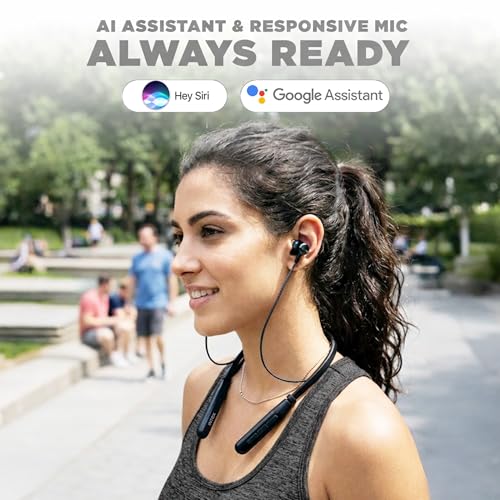 Image of Intex NeckPro Vibe Wireless Neckband Earphones with 30H Playtime | Bluetooth v5.3, AI Assistant | Magnetic Earbuds, Type-C Fast Charging | Deep Bass & HD Mic for Calling - Black