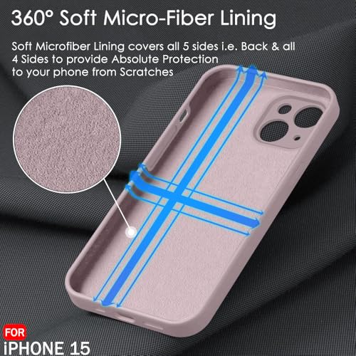 Image of TheGiftKart Liquid Silicone Back Cover Case for iPhone 15 | Soft Micro-Fibre Lining Inside | Camera & Screen Protection | Shockproof Back Cover for iPhone 15 (Silicone, Light Pink)