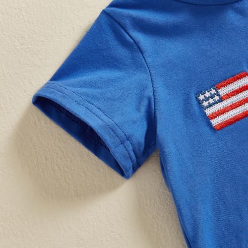 Image of 4th Of July Toddler Boy Outfit Popsicle American Flag T-Shirt and Gingham Plaid Shorts Set Independence Day Clothes