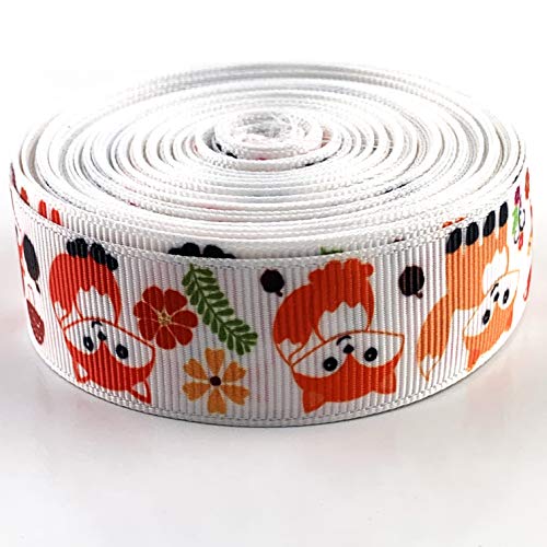 Worlds 10 Yards Cute Little Fox Printed Grosgrain Ribbon for Gifts Wrapping DIY Crafts 7/8" Inch