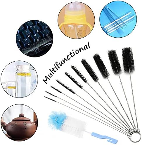 12 Pcs Bottle Cleaning Brushes, VEGCOO Nylon Bottle Brush Pipe Cleaner Brushes, Reusable Bottle Cleaner Brush for Cleaning Teapot Straw Tube Water Cup Baby Bottle (Black)