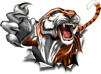 12" Tiger rip Through Wall #1 Cartoon Wall Graphic Sticker Decal Home Kids Room Man Cave Garage Art Decor New !!