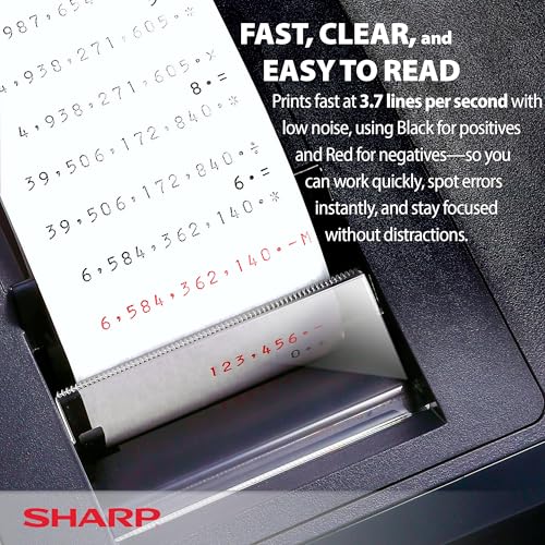 Calculadora de impresión 12 dígitos Sharp EL-2196BL bolsillo negra corriente alterna contable 2