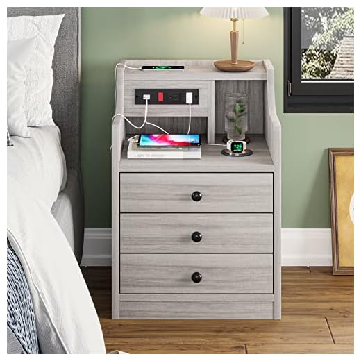 ADORNEVE Nightstand with Charging Station